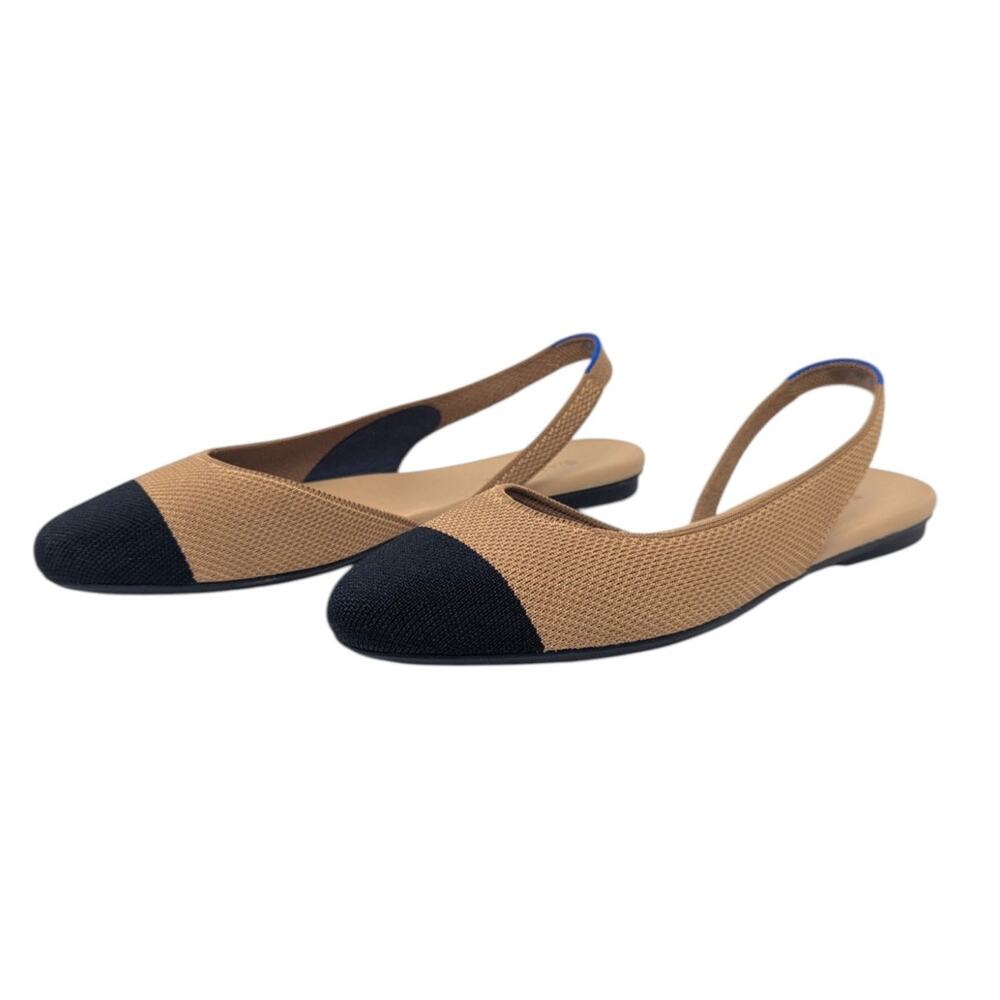 Rothy’s Almond Slingback Tan Black Cap Toe Flats 10.5 - Picture 3 of 5